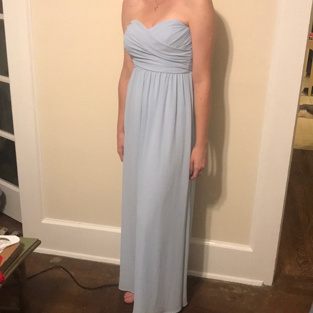 Maxi strapless chiffon prom dress